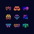 Collection of the letter logo M color gradient full color Royalty Free Stock Photo
