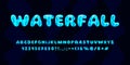 Nice blue water wavy font set