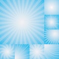 Collection of light blue color burst background. Royalty Free Stock Photo