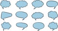 Collection of Light Blue Comic Speech Bubbles Royalty Free Stock Photo