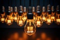 Collection of light bulbs emits a unified glow, illuminating together