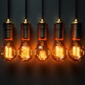 Collection of light bulbs emits a unified glow, illuminating together