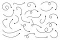Collection of line arrows. Set simple curved hand drawn arrows. Collection of pointers. Royalty Free Stock Photo