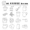 Collection of line coffee icons