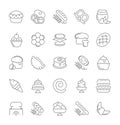 Set of Simple Icons of Flour Products. Royalty Free Stock Photo