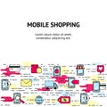 Collection of line icons. Mobile shopping. Mobile services