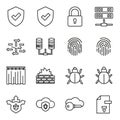 Security icon set for data and network protection isolated on white background Royalty Free Stock Photo