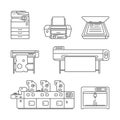 Collection of linear,flat Offset Printer,3D printer,Scanner,Laser printer,Plotter machine,Cutting plotter,InkJet printer,Copy