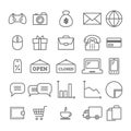 Collection of linear web icons: business, media, on-line trade