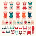 Collection of lingerie, Panty, bra  and Body Royalty Free Stock Photo