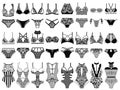 Collection of lingerie. Panty and bra set. Royalty Free Stock Photo