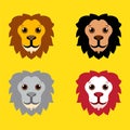 Collection of Lion cartoon face design icon. Pack of happy Lion cartoon face vector illustration