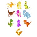 The collection of the little dinosaur with the different species Royalty Free Stock Photo