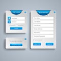 Collection login and register web screen with blue bookmark template