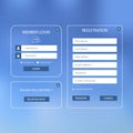 Collection login and register web screen with blue design template
