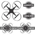 Collection logo drone quadcopter and camera