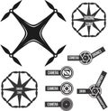 Collection logo drone quadcopter and camera