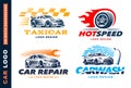Collection of logos car, taxi service, wash, repair, Competitions Royalty Free Stock Photo