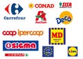 Collection of logos of the most popular supermarkets in Italy