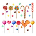 Collection of lollipops with a variety designs. Royalty Free Stock Photo