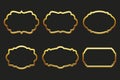 Collection of luxury gold curly frames for text, labels. Templates, icons