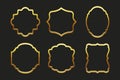 Collection of luxury gold curly frames for text, labels. Templates, icons