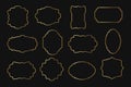 Collection of luxury golden curly frames for text, labels. Templates, icons