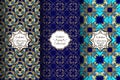 Collection of luxury oriental patterns of blue and gold. Victorian damask seamless pattern. Golden vintage design elements. Elegan