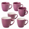 Collection of Magenta ceramic matte coffee cup In different perspectives isolated Royalty Free Stock Photo
