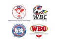 Collection of main world professional boxing organizations logos Royalty Free Stock Photo