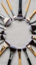 Collection of Makeup Brushes Arranged in Circle for Beauty Application Royalty Free Stock Photo