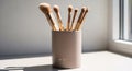 Makeup Brushes in a Neutral Container Royalty Free Stock Photo