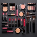 Collection of makeup essentials for a complete beauty routine Royalty Free Stock Photo