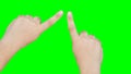 Collection of male hand gesture touchscreen technology like using a smartphon isolated on chroma key green screen