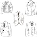 Collection of man business jackets. Different color combinations. Vector illustration