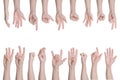 Collection of man hands gestures Isolated on white background Royalty Free Stock Photo