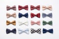 collection of many bow ties isolated on white background