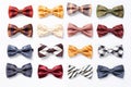 collection of many bow ties isolated on white background