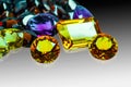 Collection of many different natural gemstones amethyst,Citrine, Blue topaz,Peridot,Garnet