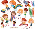 Collection of many kids doing different activities Royalty Free Stock Photo