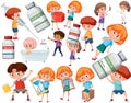 Collection of many kids doing different activities Royalty Free Stock Photo