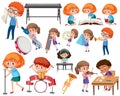 Collection of many kids doing different activities Royalty Free Stock Photo