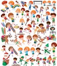 Collection of many kids doing different activities Royalty Free Stock Photo