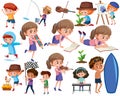 Collection of many kids doing different activities Royalty Free Stock Photo