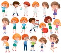 Collection of many kids doing different activities Royalty Free Stock Photo