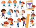 Collection of many kids doing different activities Royalty Free Stock Photo