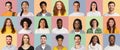 Collection Of Many Young People Faces In Collage, Panorama Royalty Free Stock Photo