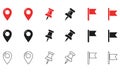 Collection of map pins and flags in various styles and colors Royalty Free Stock Photo