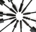 Collection of a mascara brushes on white background. each one is shot separately