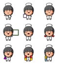 The collection of the mascot cute nurse bundle set Royalty Free Stock Photo